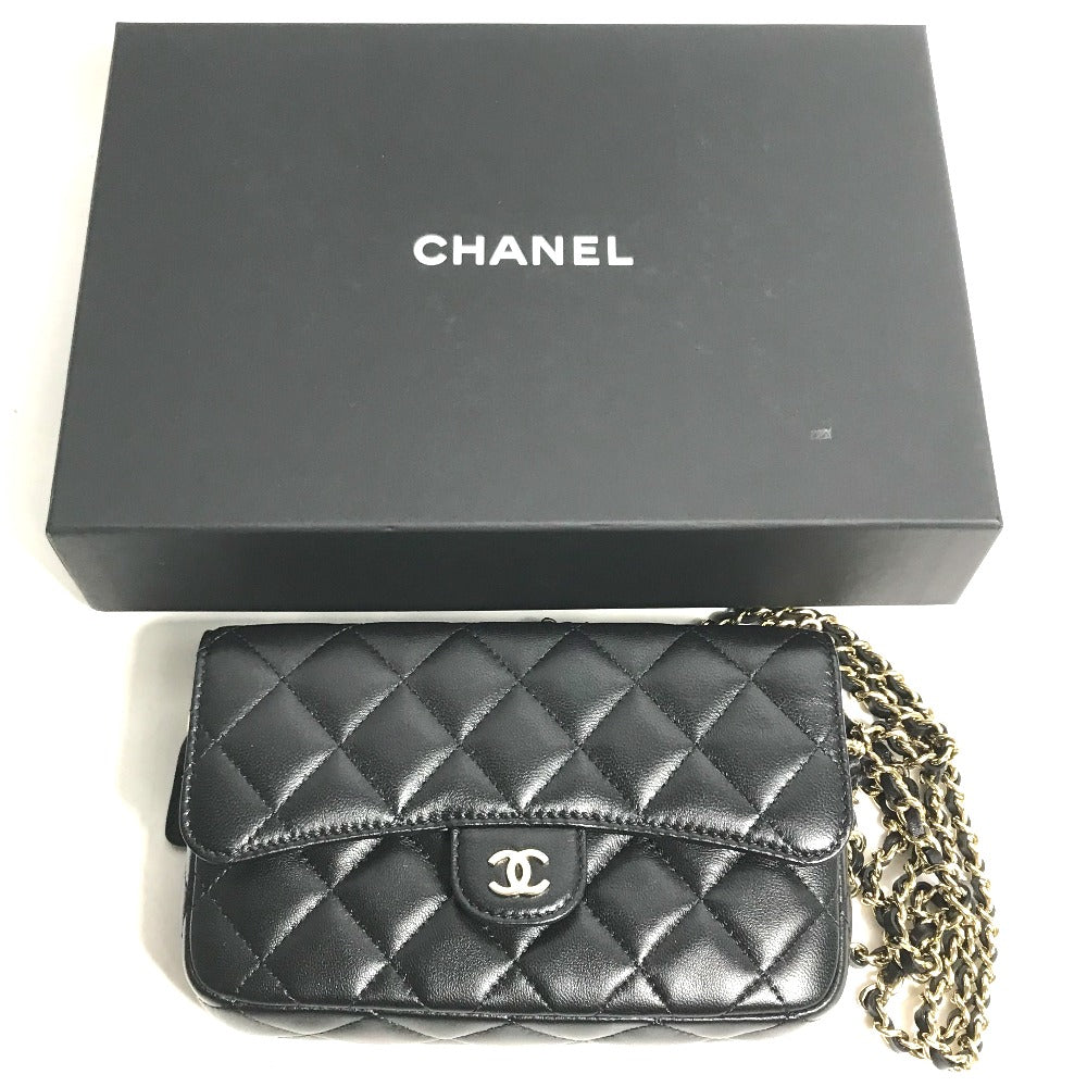 CHANEL Shoulder Bag AP2096 lambskin black COCO Mark Phone Case Wallet CC Matrasse Chain wallet
