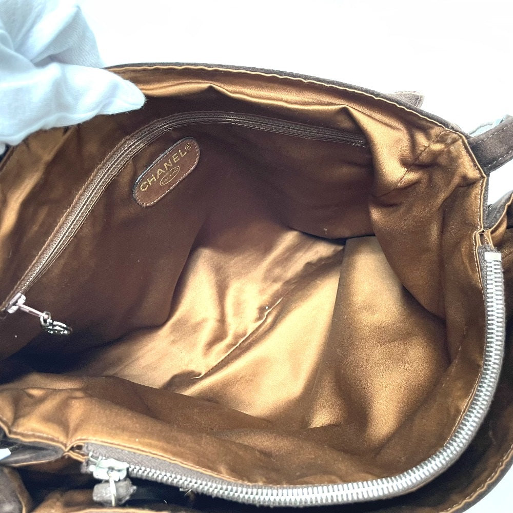CHANEL Shoulder Bag suede Brown CC COCO Mark Trip Luco co