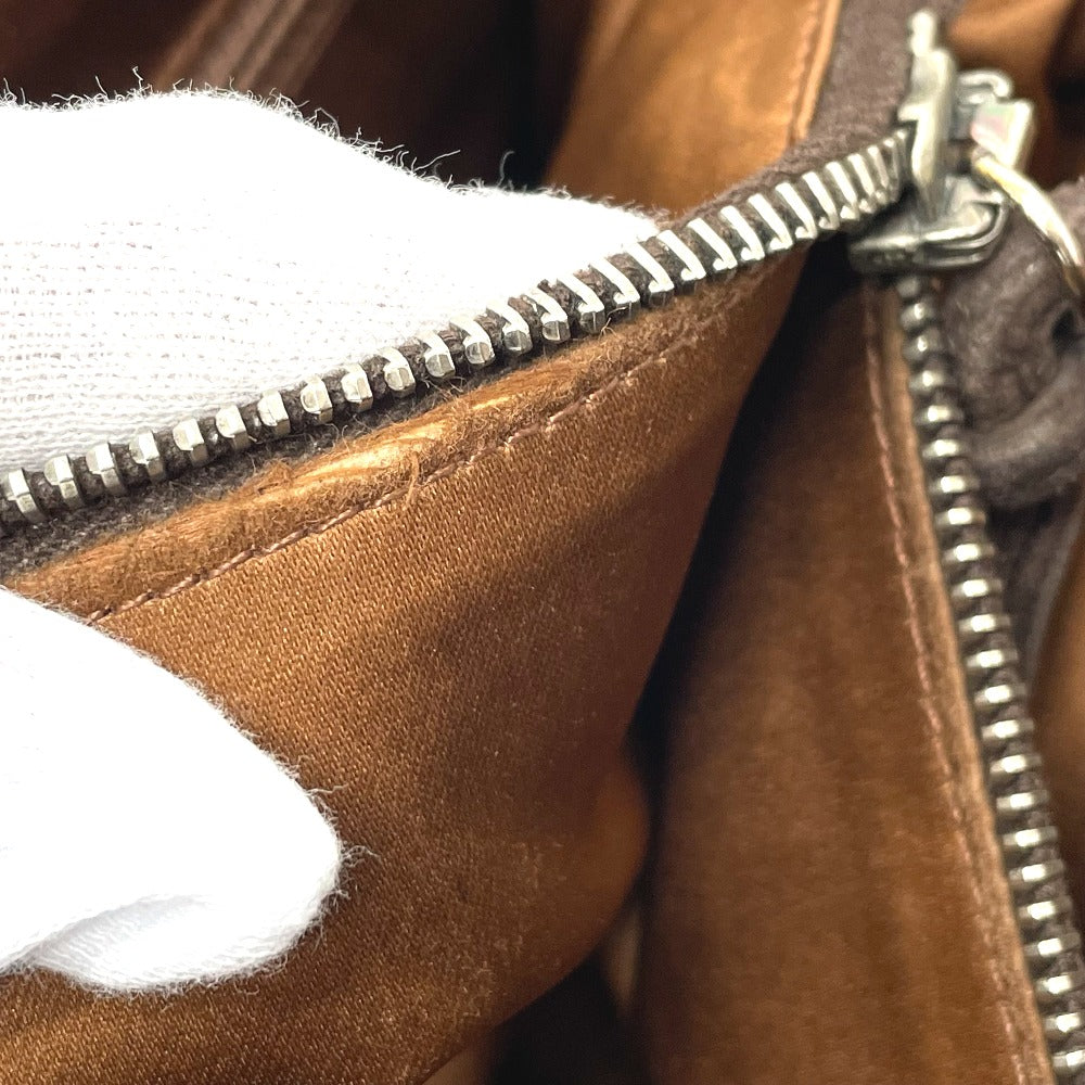 CHANEL Shoulder Bag suede Brown CC COCO Mark Trip Luco co