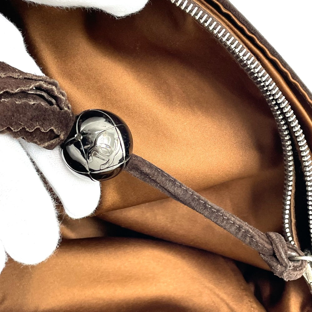 CHANEL Shoulder Bag suede Brown CC COCO Mark Trip Luco co