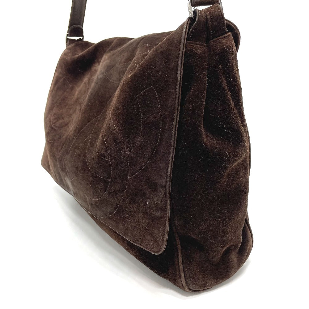 CHANEL Shoulder Bag suede Brown CC COCO Mark Trip Luco co