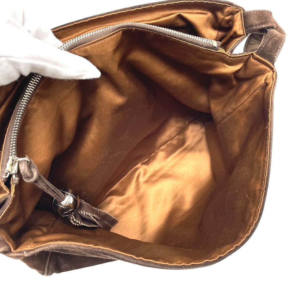 CHANEL Shoulder Bag suede Brown CC COCO Mark Trip Luco co