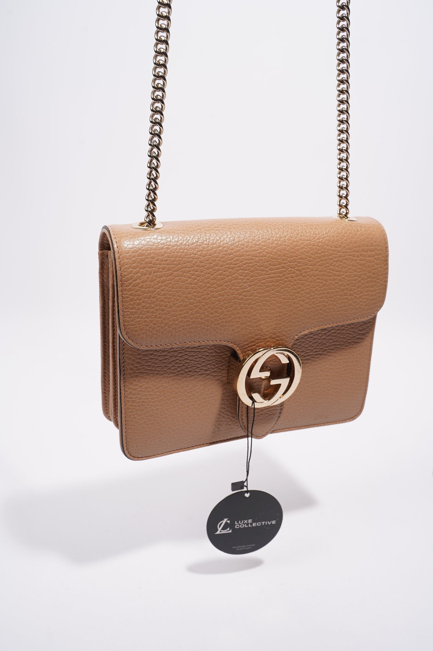Gucci Interlocking Crossbody Bag Nude Leather Small