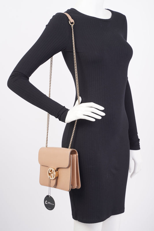 Gucci Interlocking Crossbody Bag Nude Leather Small