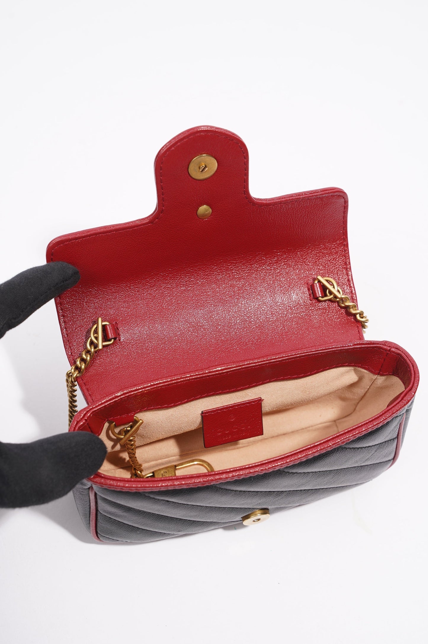Gucci Torchon GG Marmont Black Leather Super Mini