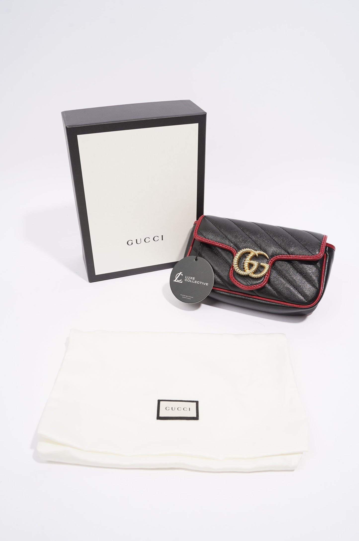 Gucci Torchon GG Marmont Black Leather Super Mini