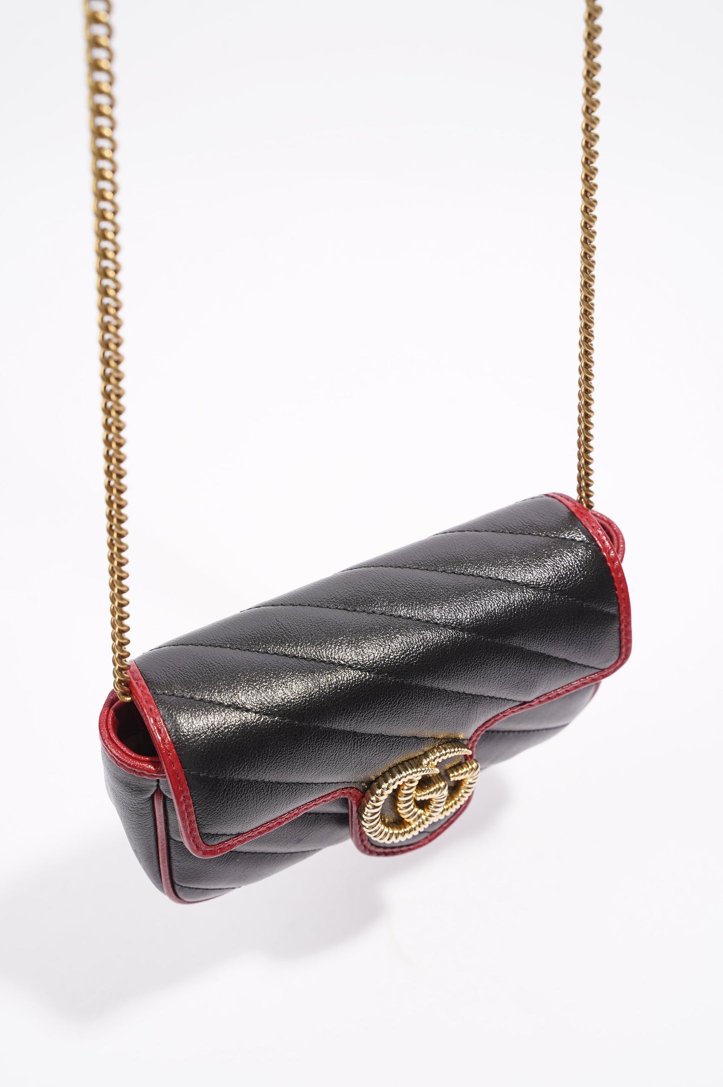 Gucci Torchon GG Marmont Black Leather Super Mini