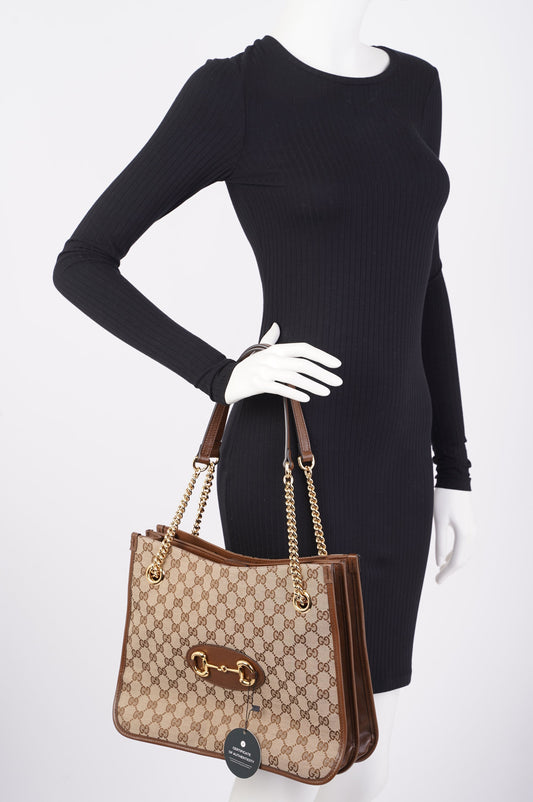 Gucci 1955 Horsebit Chain Tote Monogram Canvas
