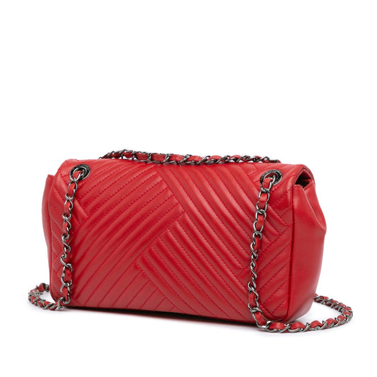 Red Chanel Medium Lambskin CC Crossing Flap Shoulder Bag