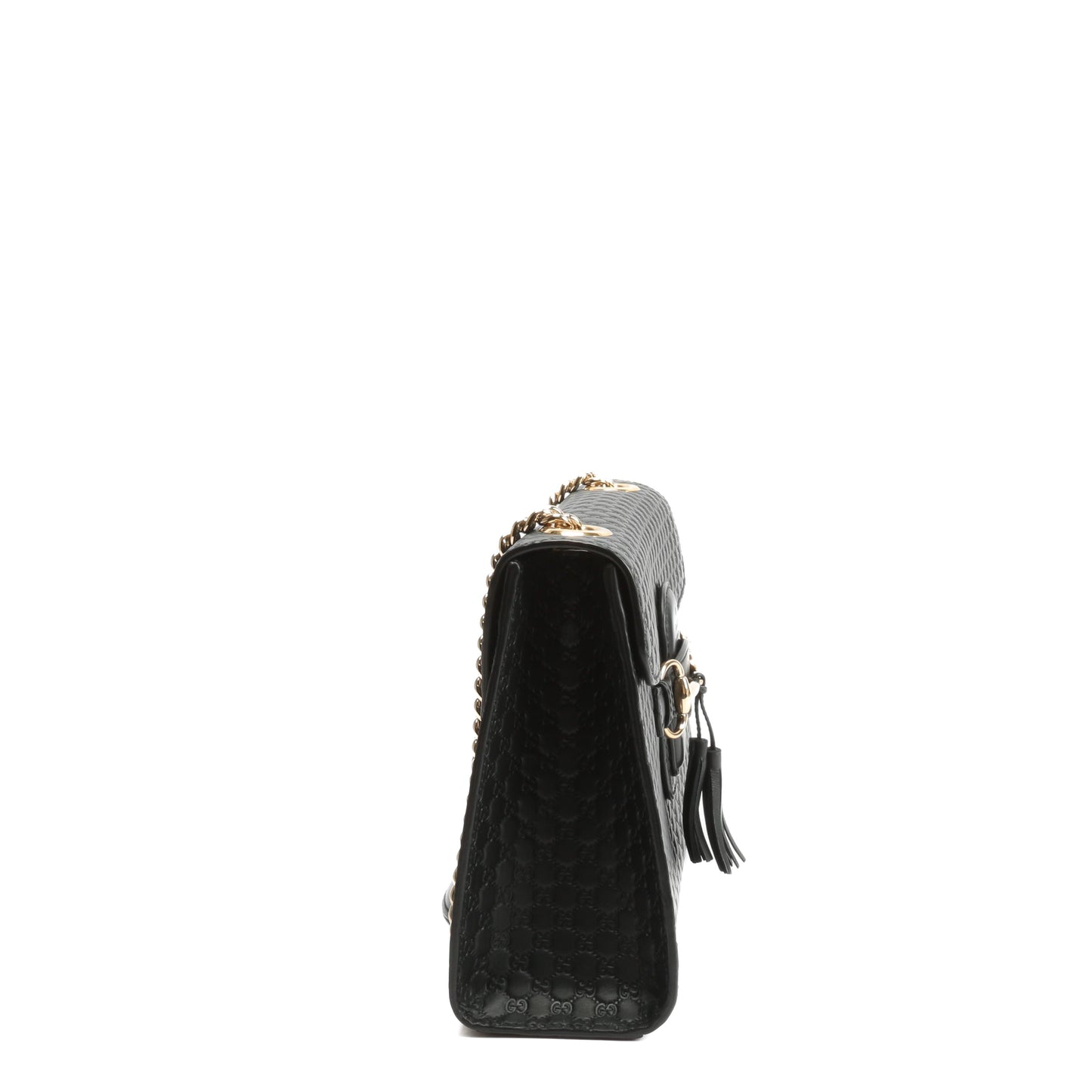 GUCCI Emily Guccissima Chain Shoulder Bag - Black