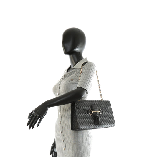 GUCCI Emily Guccissima Chain Shoulder Bag - Black