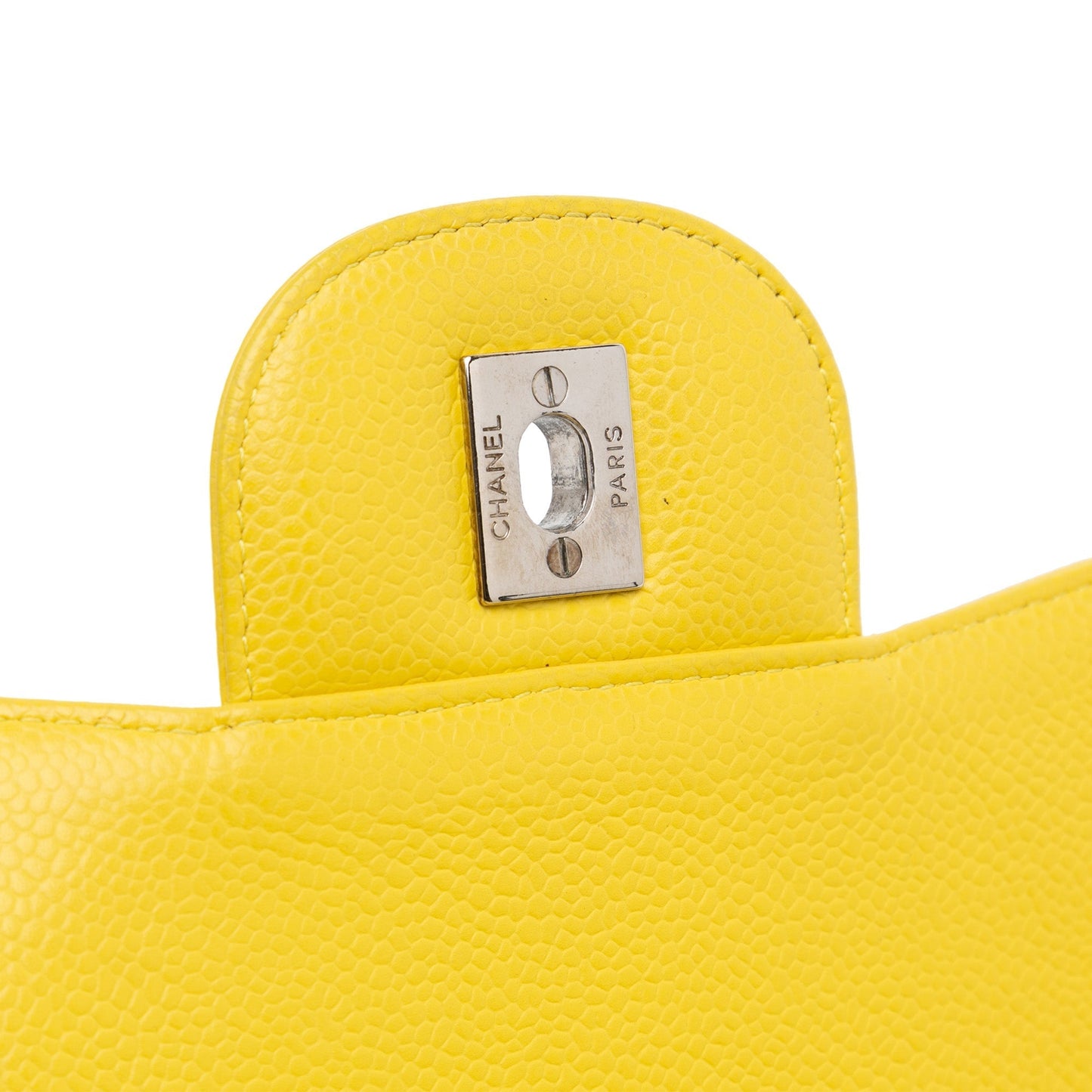 Yellow Chanel Jumbo Classic Caviar Single Flap Shoulder Bag