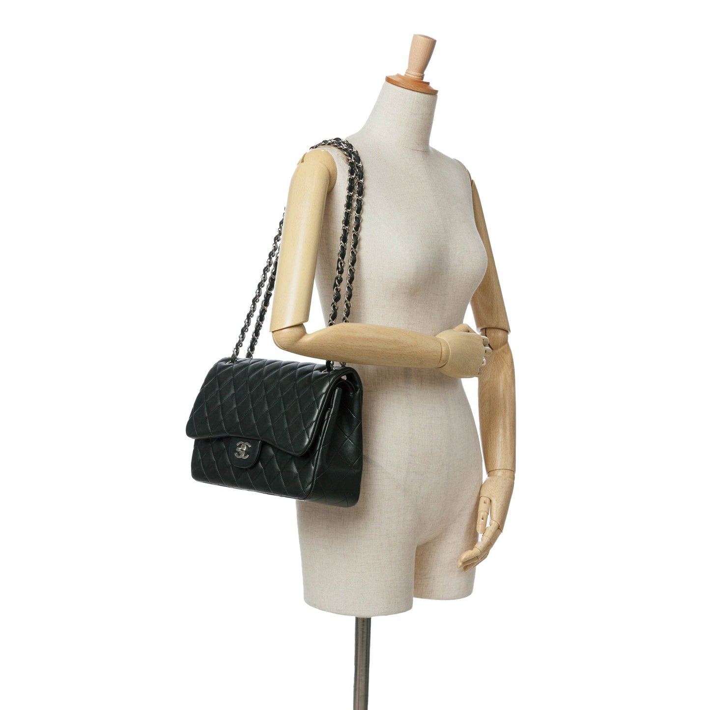 Black Chanel Jumbo Classic Lambskin Double Flap Shoulder Bag