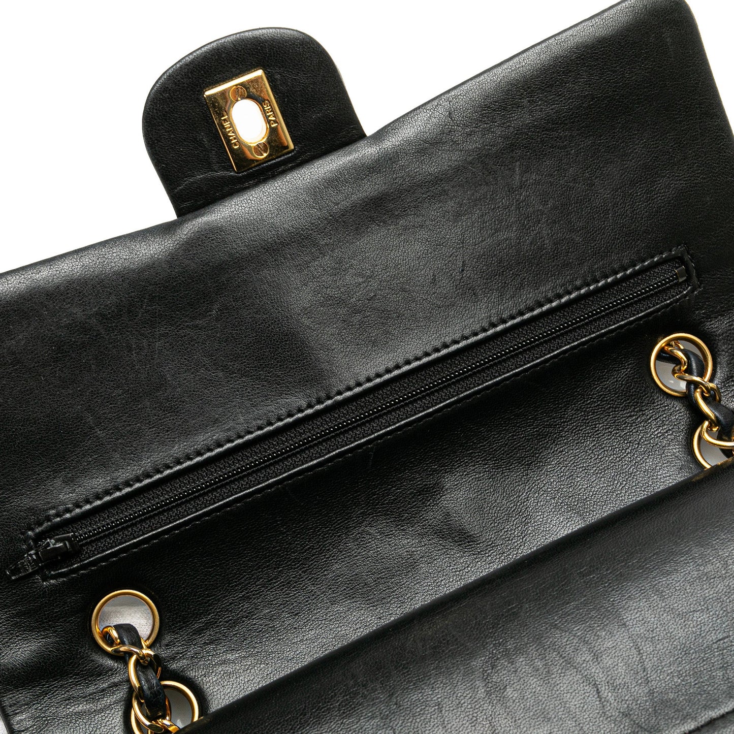 Black Chanel Medium Classic Lambskin Double Flap Shoulder Bag