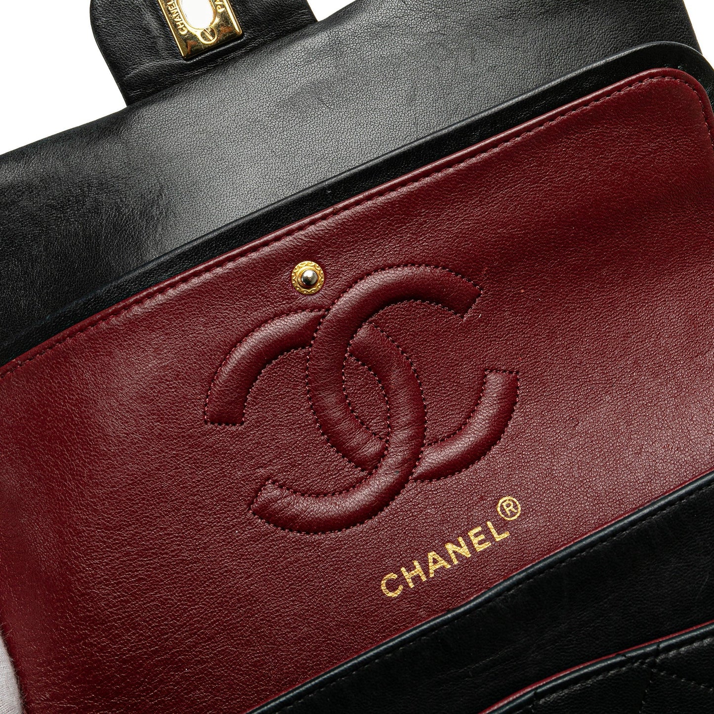 Black Chanel Medium Classic Lambskin Double Flap Shoulder Bag