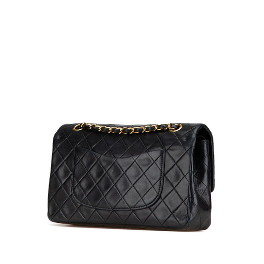 Black Chanel Medium Classic Lambskin Double Flap Shoulder Bag