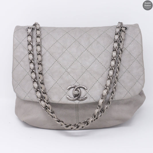 Quilted Soft Flap Medium Shoulder Bag