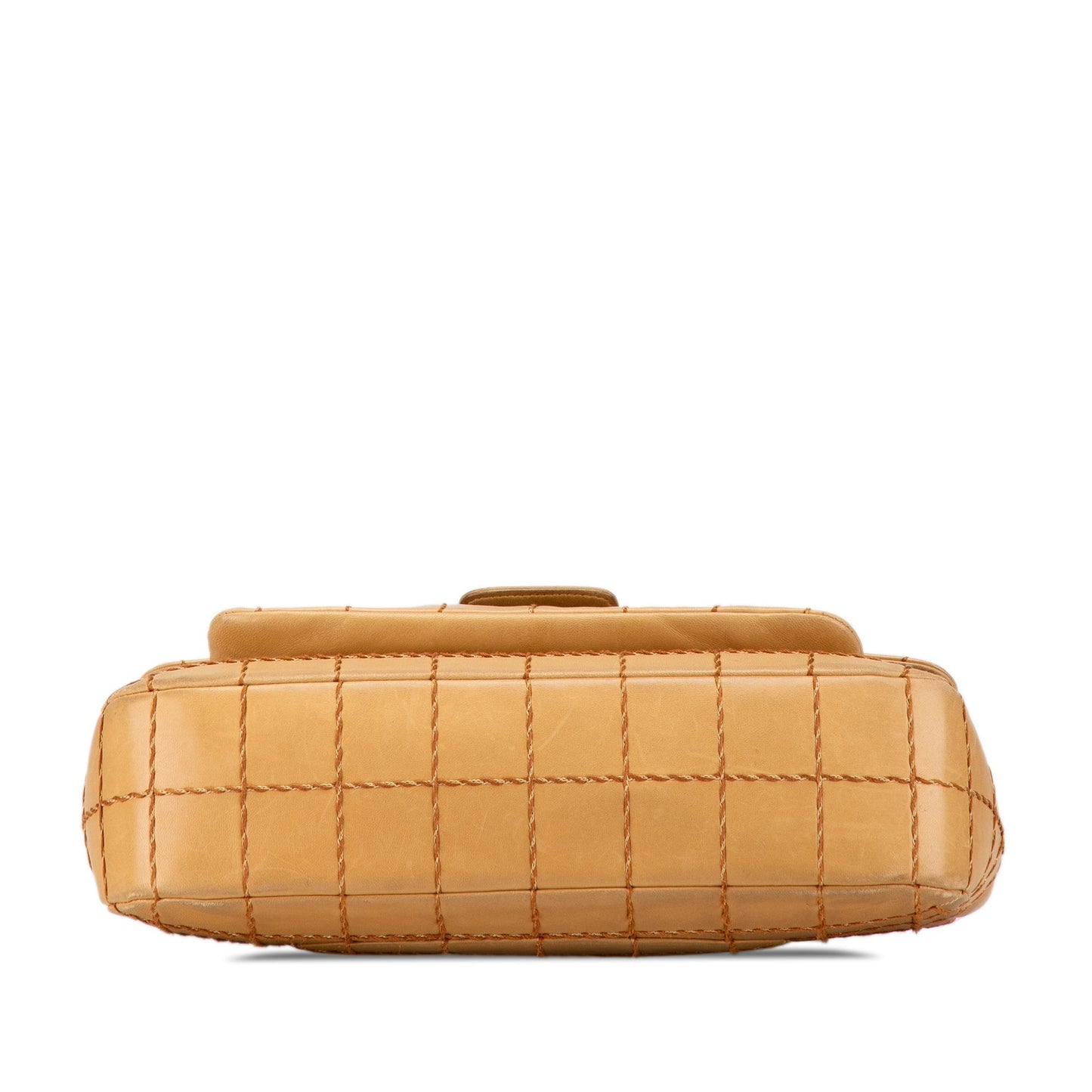 Tan Chanel Lambskin Wild Stitch Chocolate Bar Chain Flap Shoulder Bag