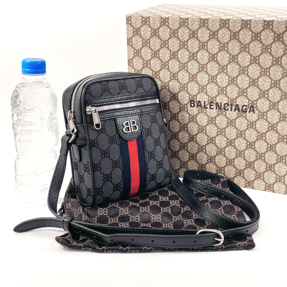 BALENCIAGA Shoulder Bag 680129 Canvas, Leather black The Hacker Project BALENCIAGAxGUCCI collaboration