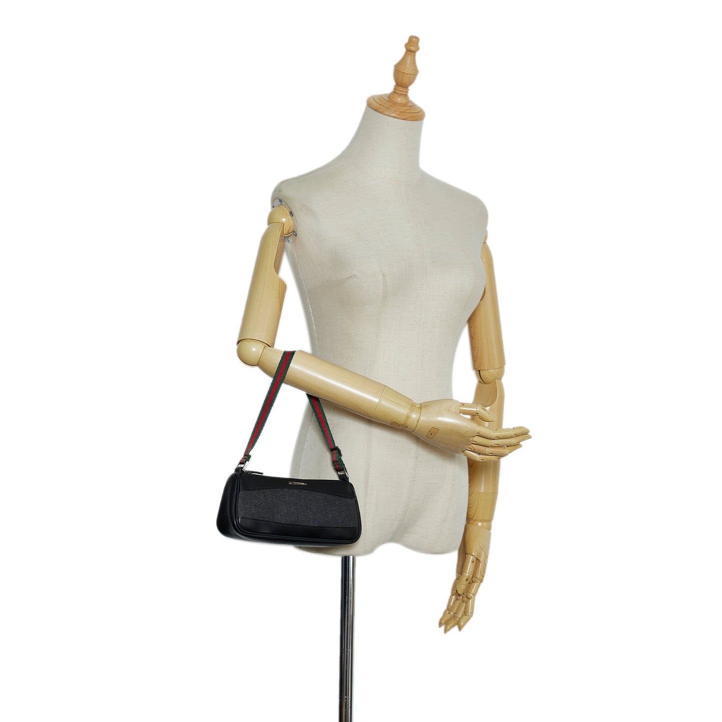 Gucci Web Baguette Black GG Denim Canvas