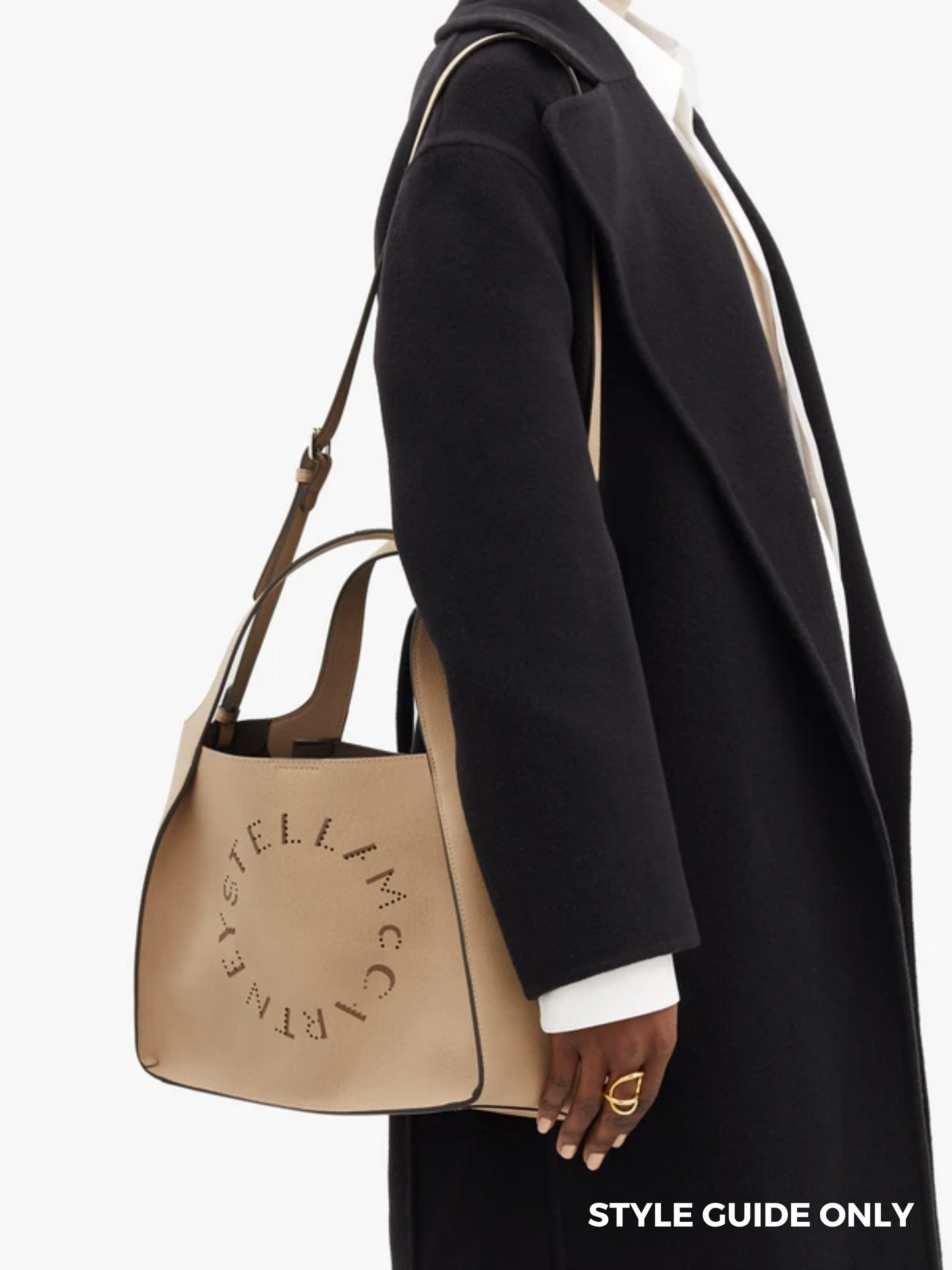 STELLA McCARTNEY - BEIGE PERFORATED LOGO TOTE BAG & POUCH