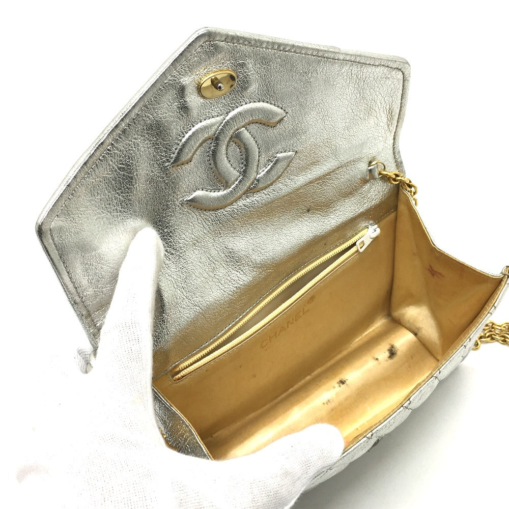 CHANEL Shoulder Bag leather Silverx Gold Metal quilting matelasse Fringe CCCOCO Mark Women Used