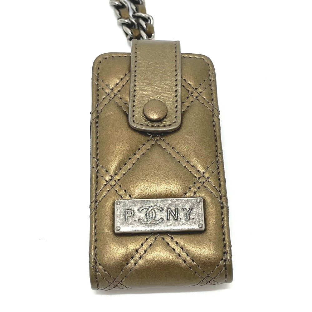 CHANEL Shoulder Bag A32475 leather Gold x Silver Metal 06A Matelasse Paris New York Women Used