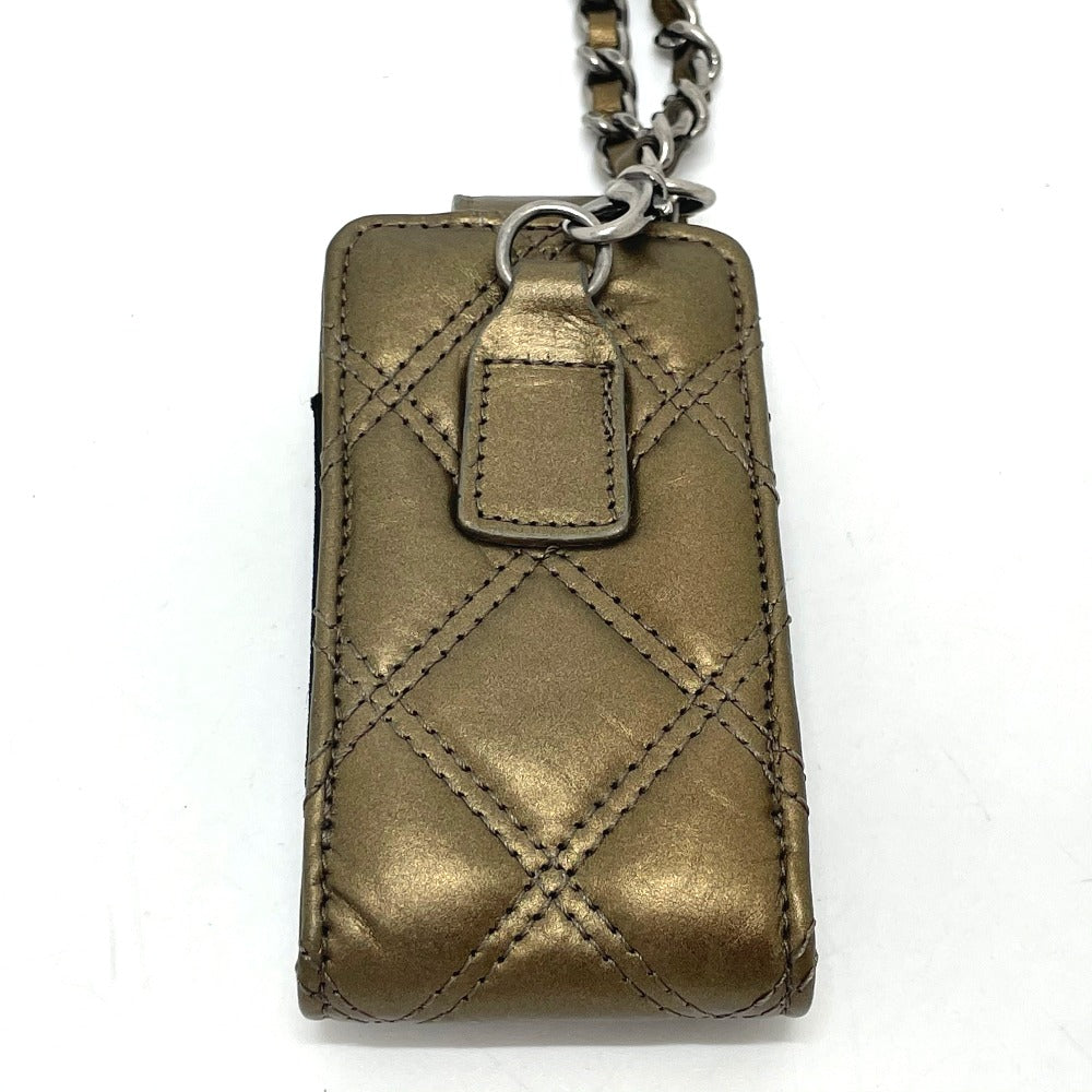 CHANEL Shoulder Bag A32475 leather Gold x Silver Metal 06A Matelasse Paris New York Women Used