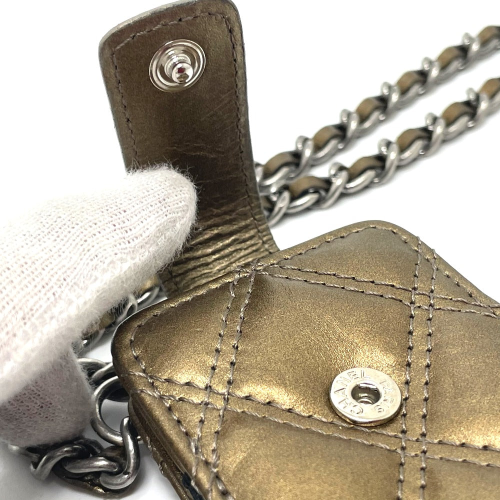 CHANEL Shoulder Bag A32475 leather Gold x Silver Metal 06A Matelasse Paris New York Women Used