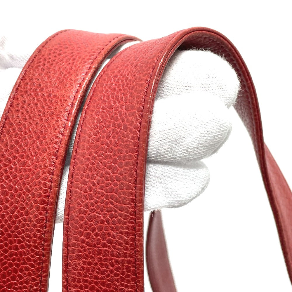CHANEL Shoulder Bag Caviar skin Red CC COCO Mark Ball charm Women Used