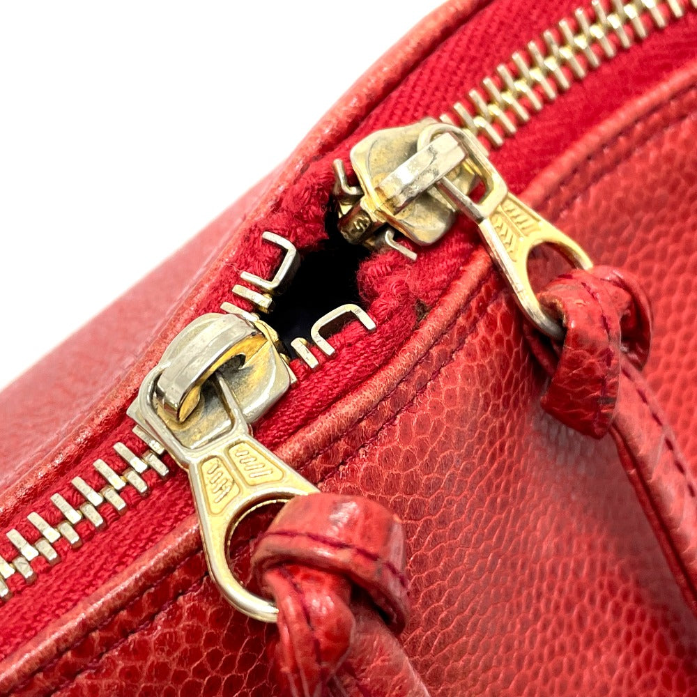 CHANEL Shoulder Bag Caviar skin Red CC COCO Mark Ball charm Women Used
