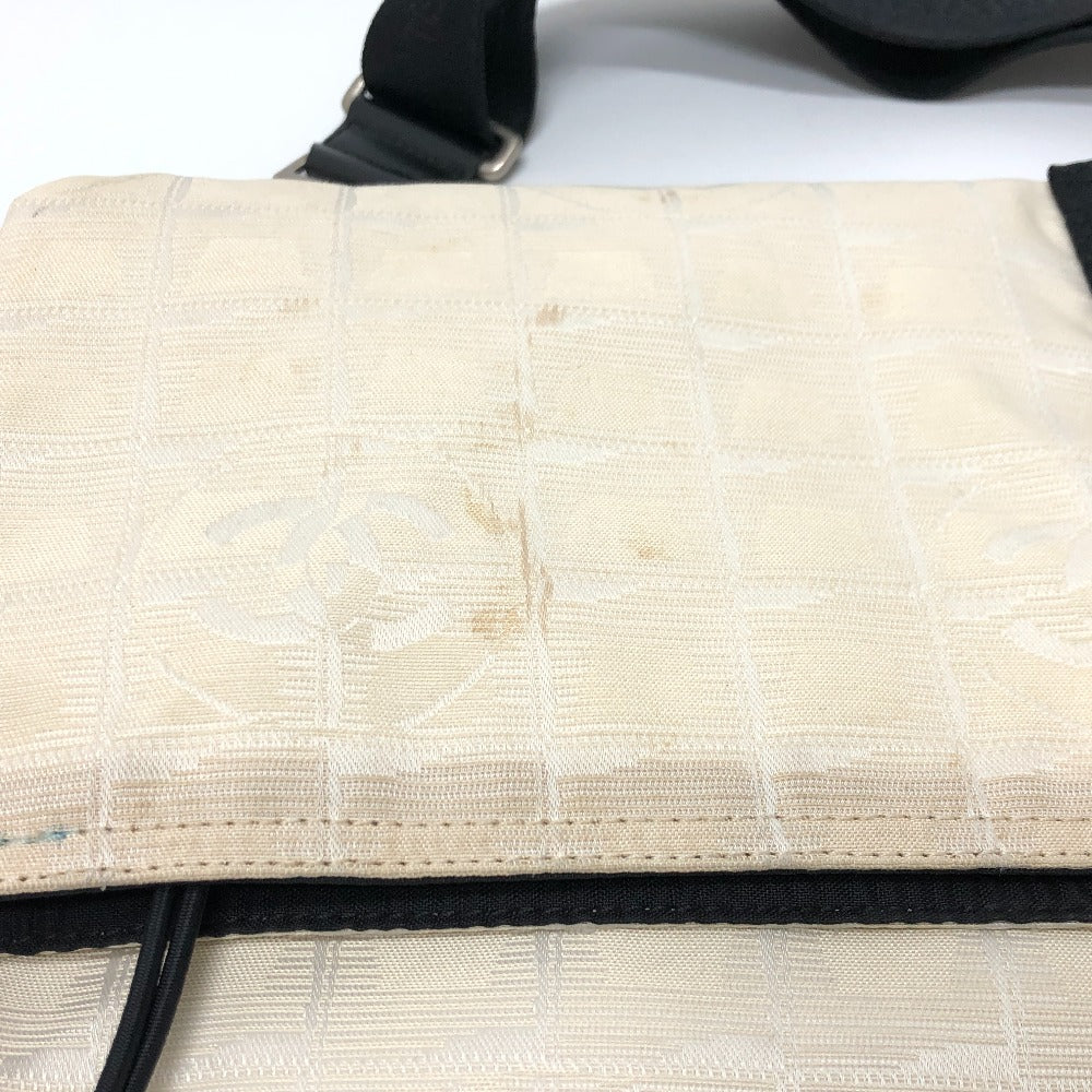 CHANEL Shoulder Bag canvas white CC COCO Mark New travel line Women Used