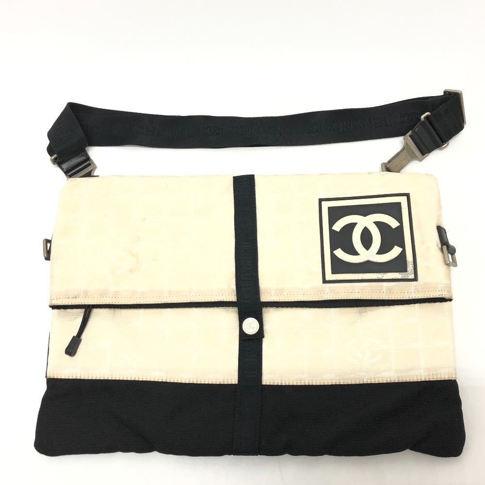 CHANEL Shoulder Bag canvas white CC COCO Mark New travel line Women Used