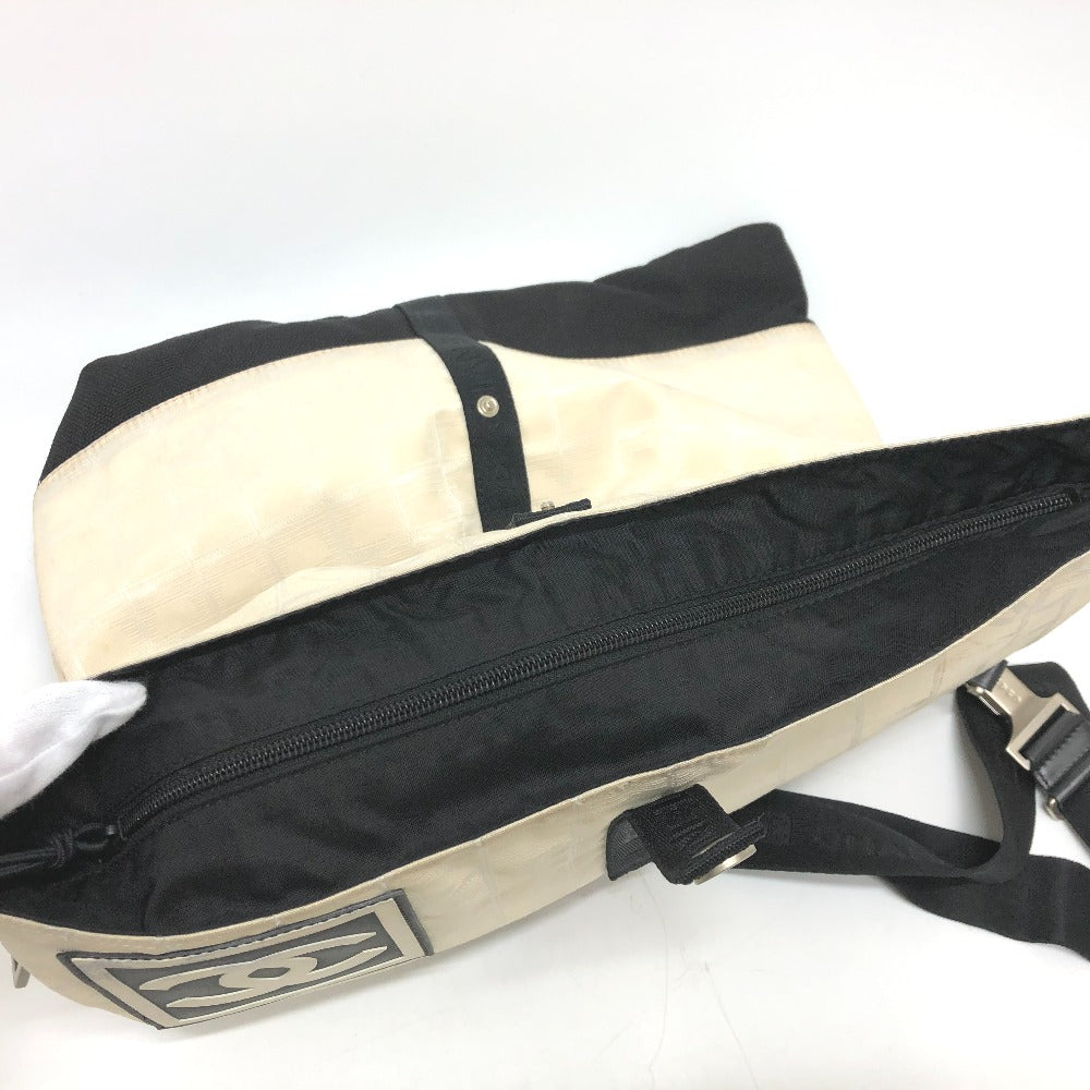 CHANEL Shoulder Bag canvas white CC COCO Mark New travel line Women Used
