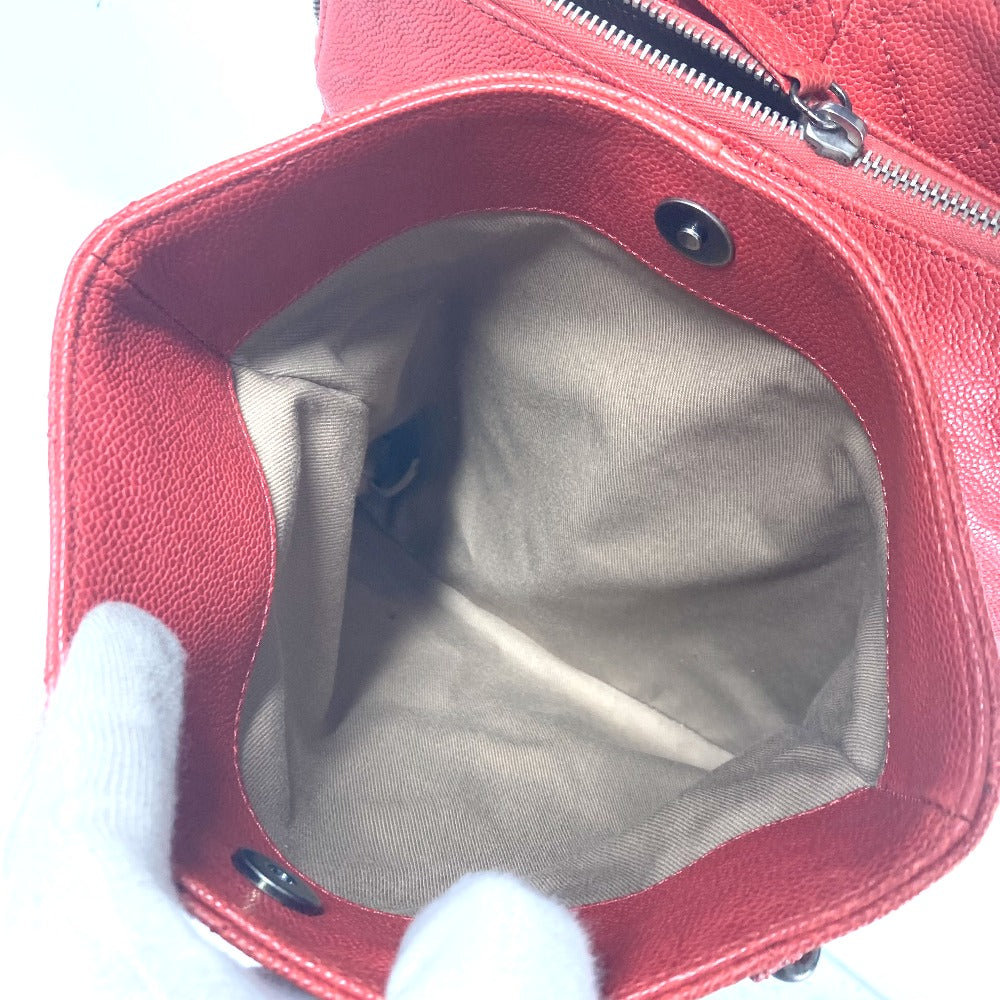 CHANEL Shoulder Bag Caviar skin Red logo CC COCO Mark