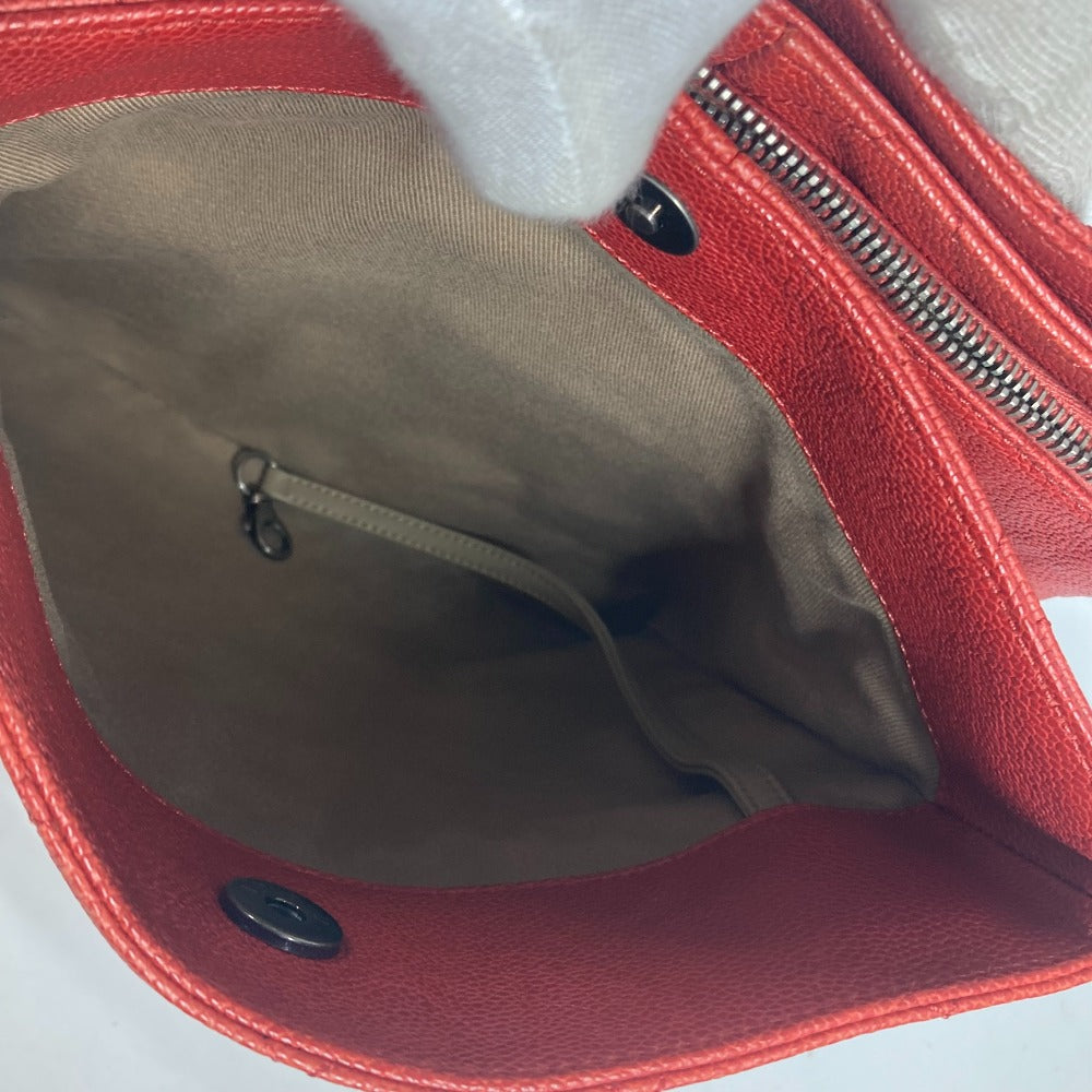 CHANEL Shoulder Bag Caviar skin Red logo CC COCO Mark