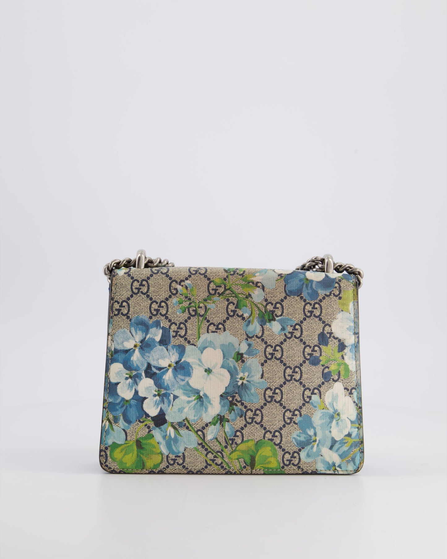 Gucci Brown and Blue Floral Canvas Mini Supreme Dionysus Crossbody Bag With Ruthenium Hardware