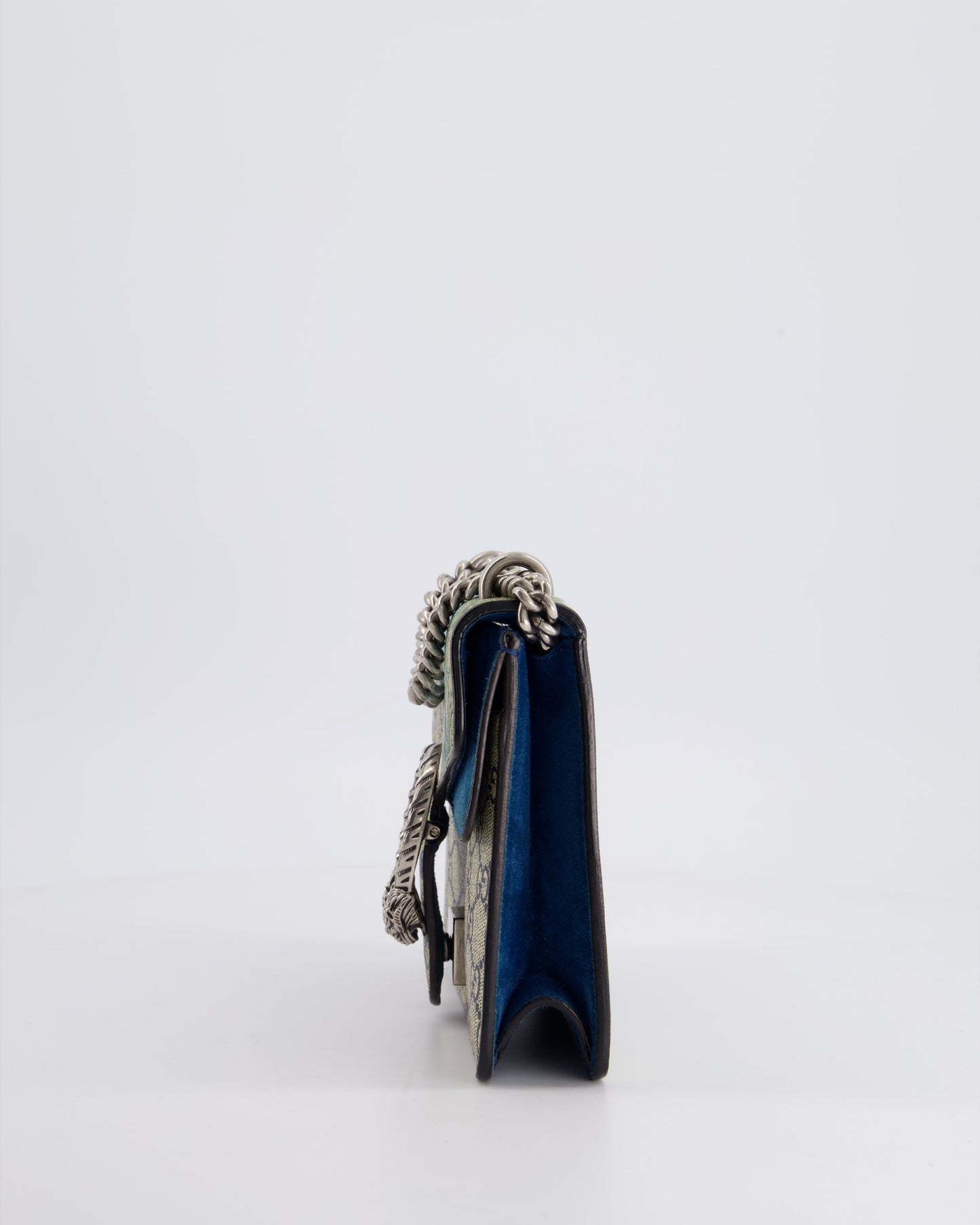 Gucci Brown and Blue Floral Canvas Mini Supreme Dionysus Crossbody Bag With Ruthenium Hardware