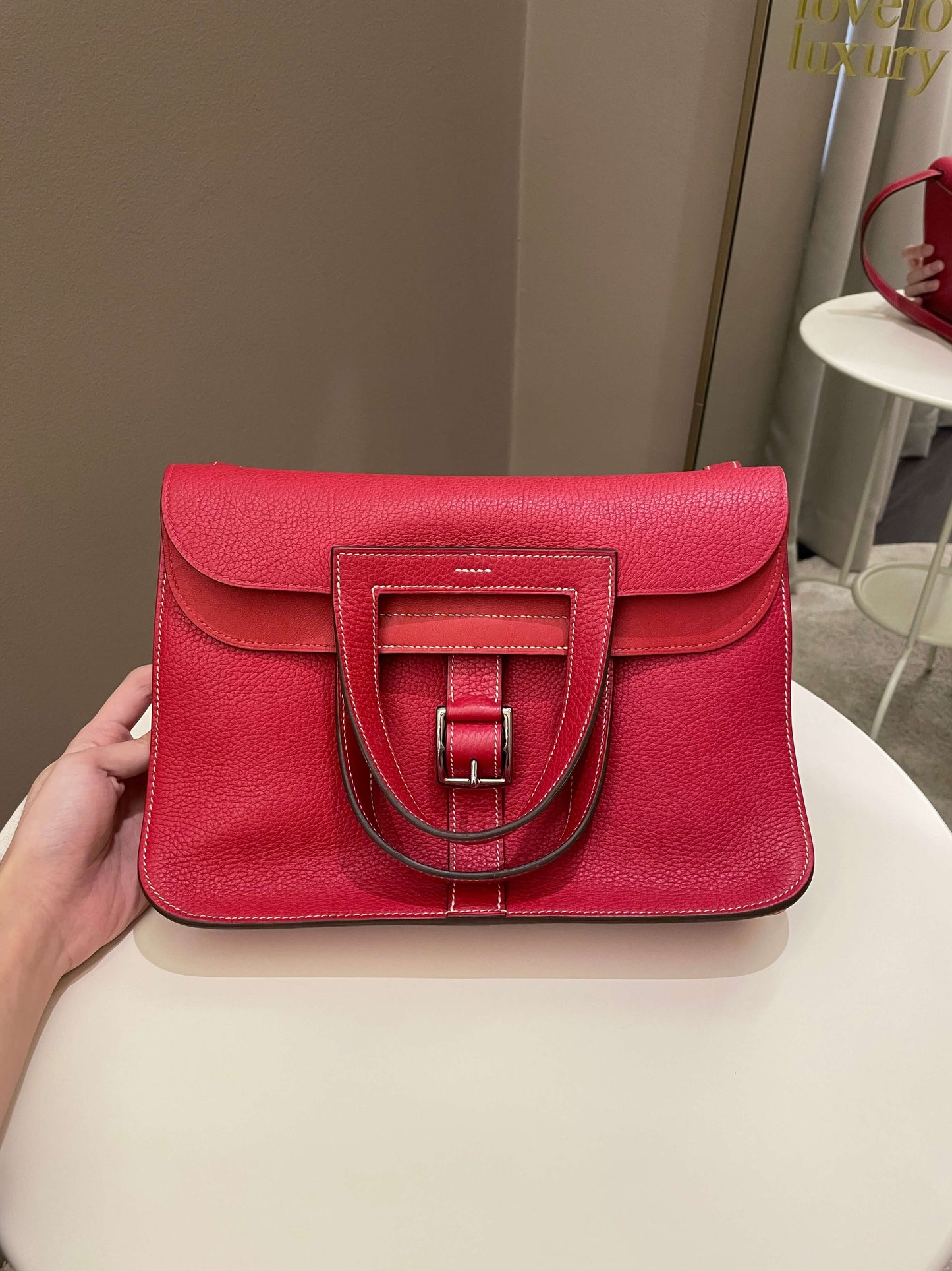 Hermes Halzan 31 Rouge Casque Clemence