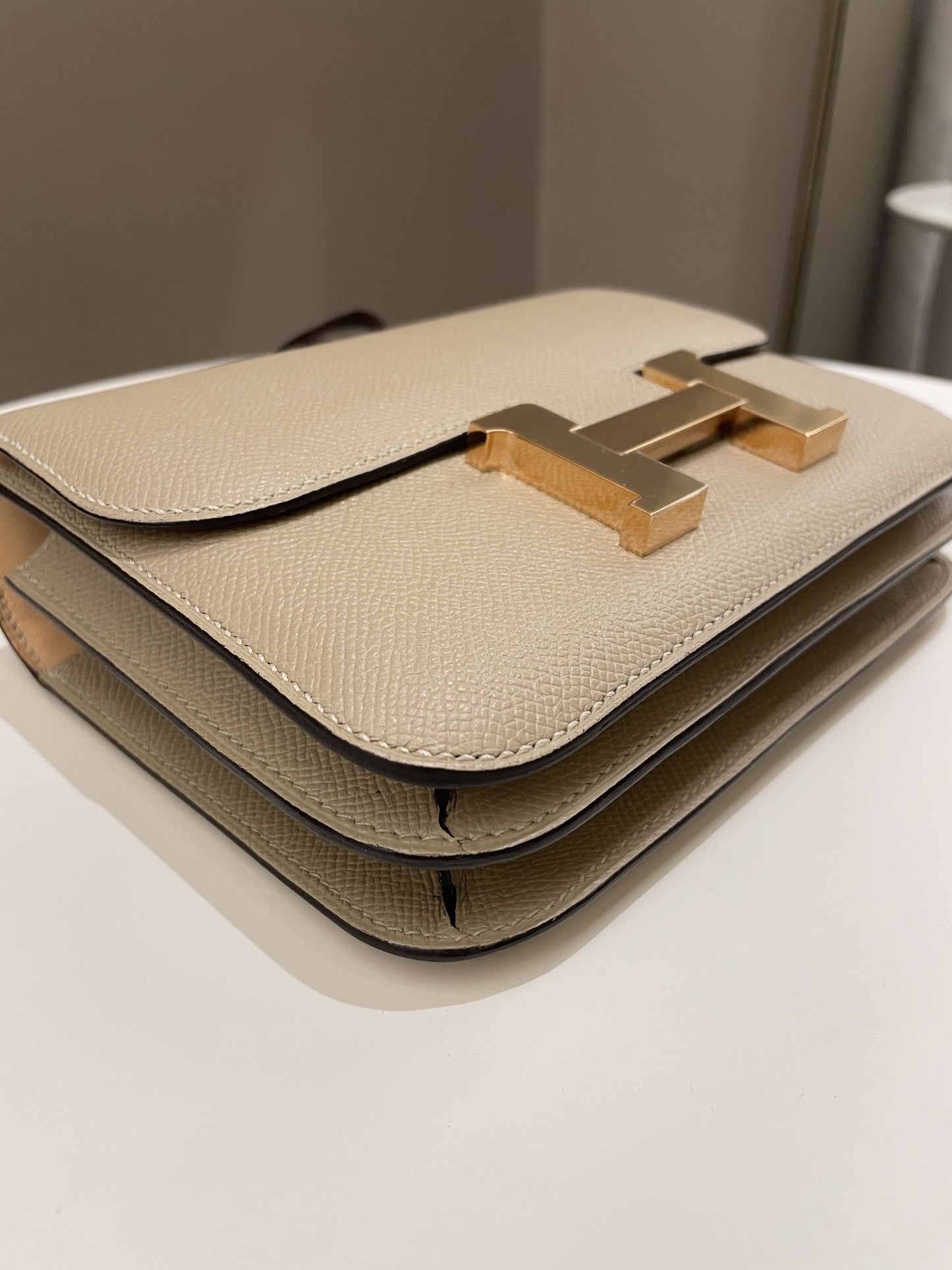 Hermes Constance 18 Trench Sable Verso Epsom