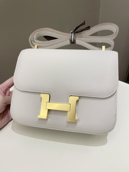 Hermes Constance Mirror 18 Gris Pale Epsom
