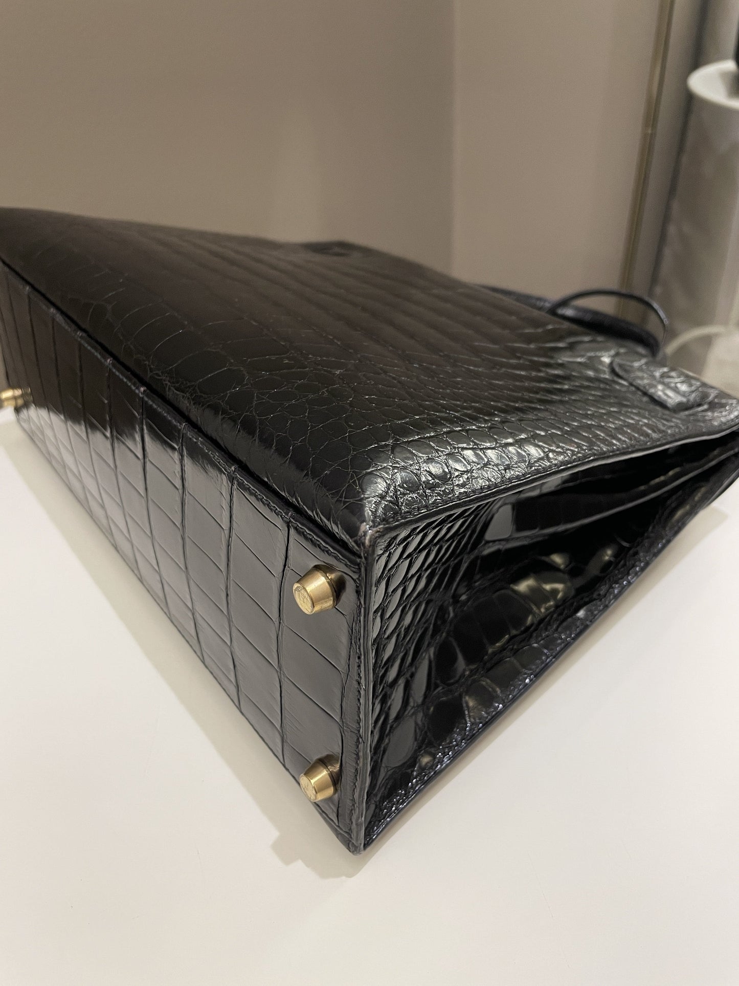Hermes Kelly Sellier 32 Black Alligator