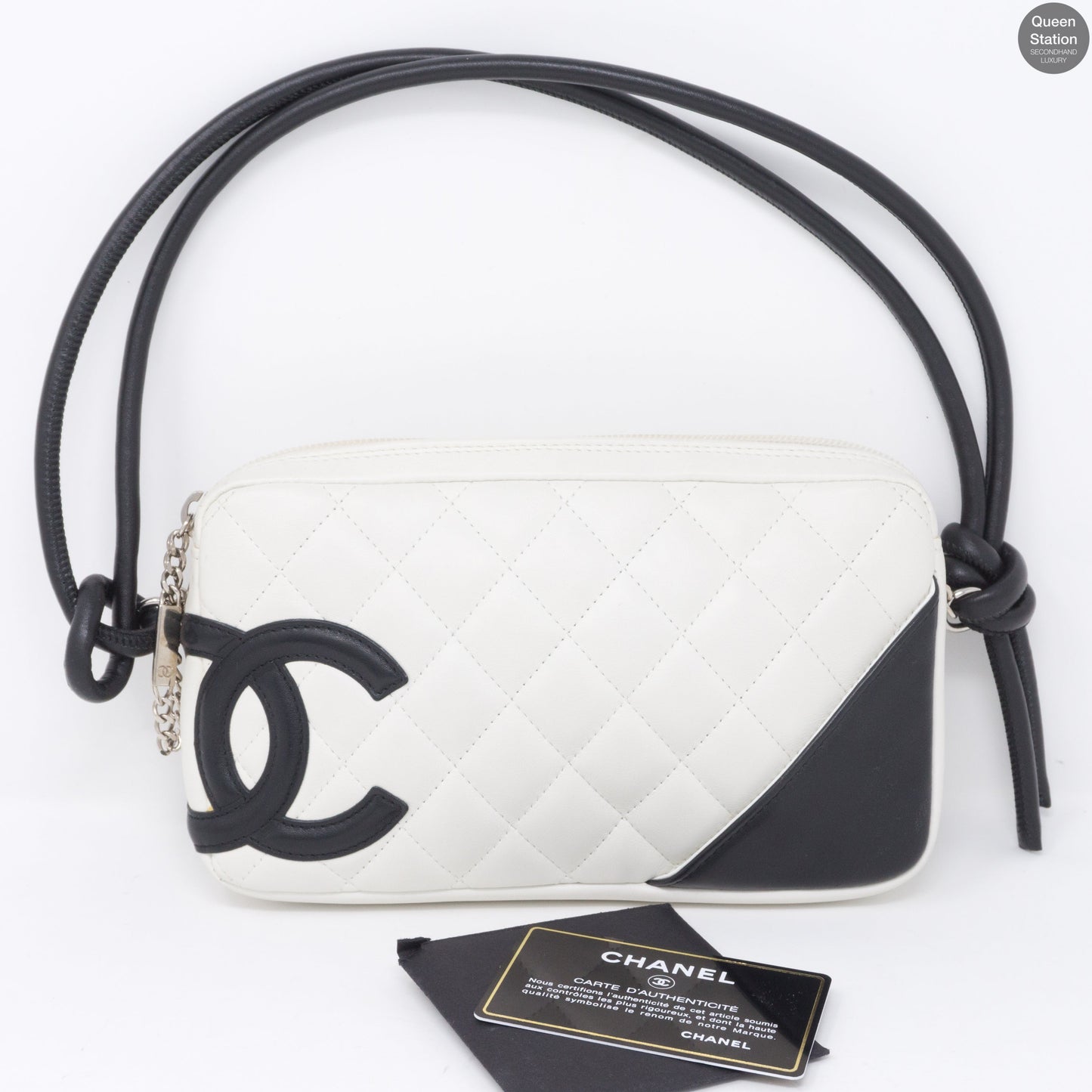 Cambon Shoulder Pochette Quilted Leather White