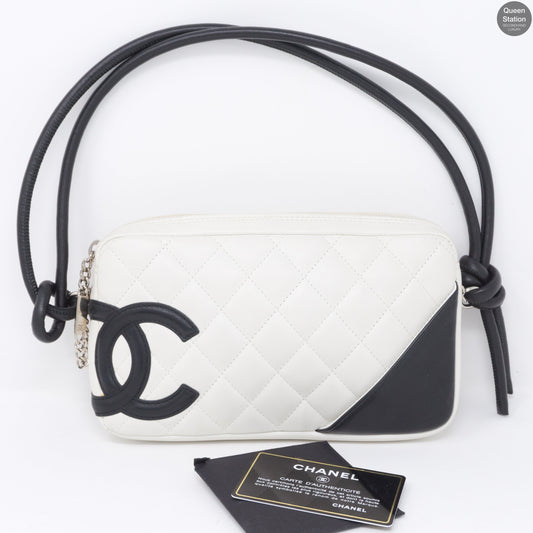 Cambon Shoulder Pochette Quilted Leather White