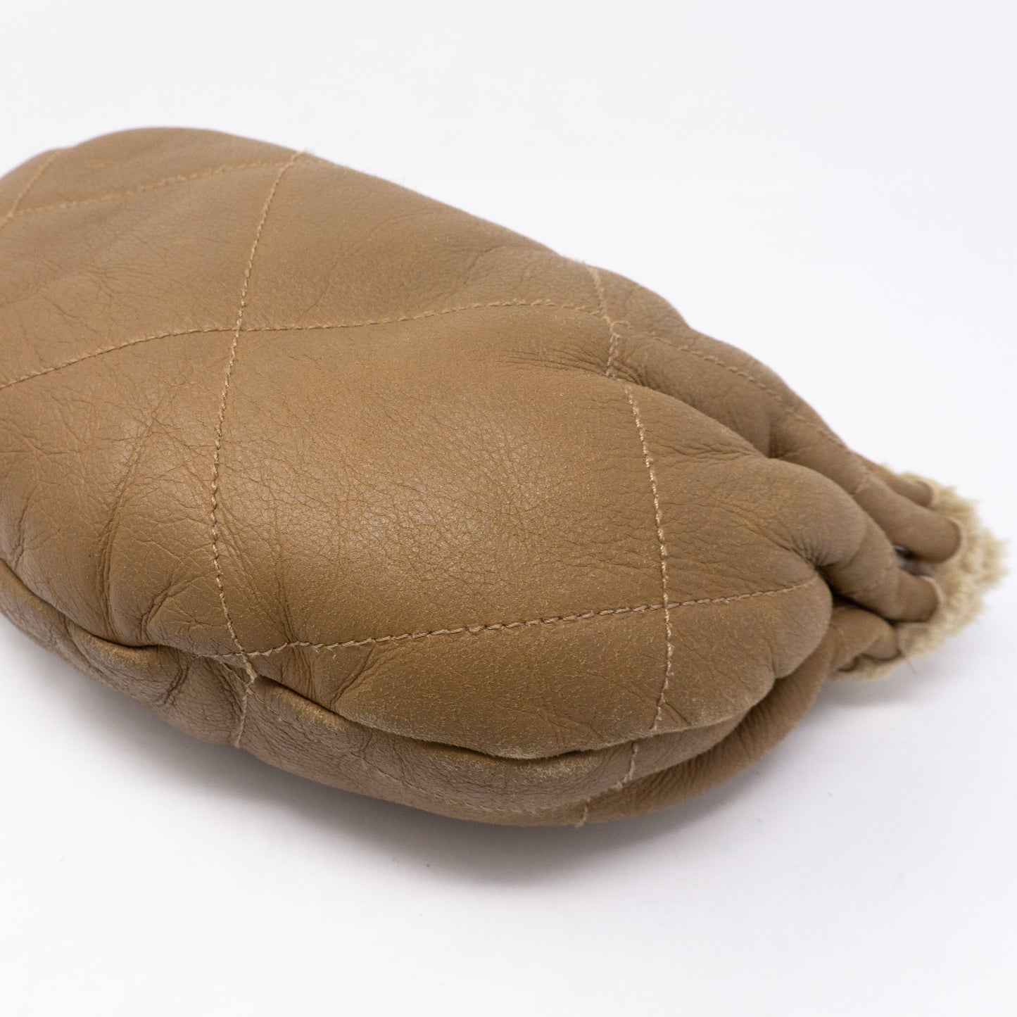 Chain Shoulder Bag Beige Wool