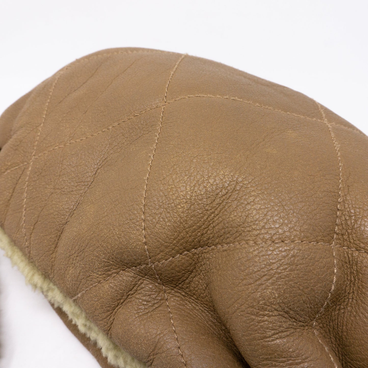 Chain Shoulder Bag Beige Wool