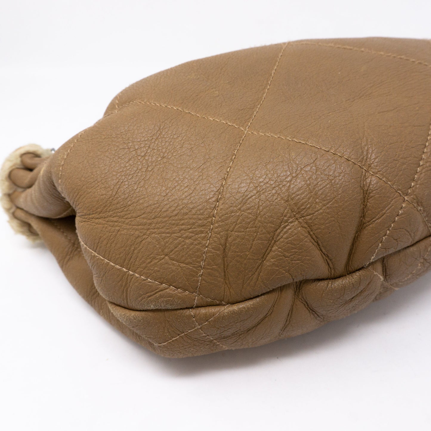 Chain Shoulder Bag Beige Wool