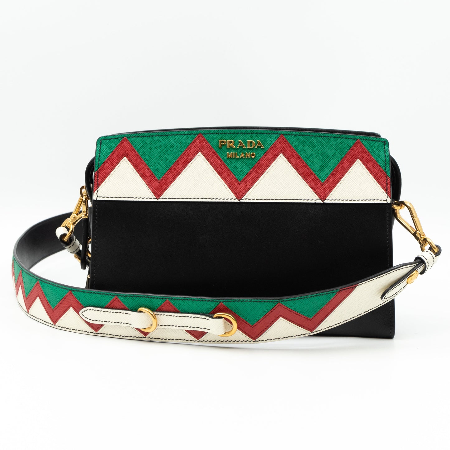 Esplanade Shoulder Bag Greche Black Leather