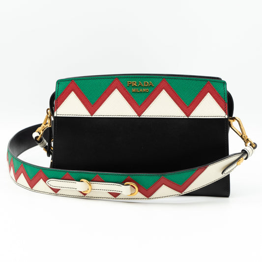 Esplanade Shoulder Bag Greche Black Leather