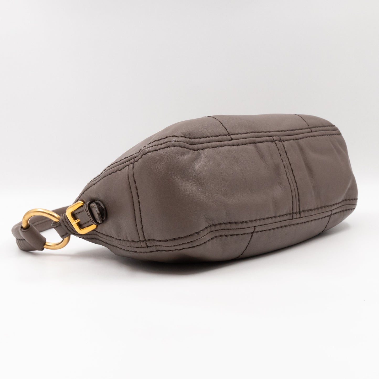 Shoulder Bag Grey Soft Calfskin Leather